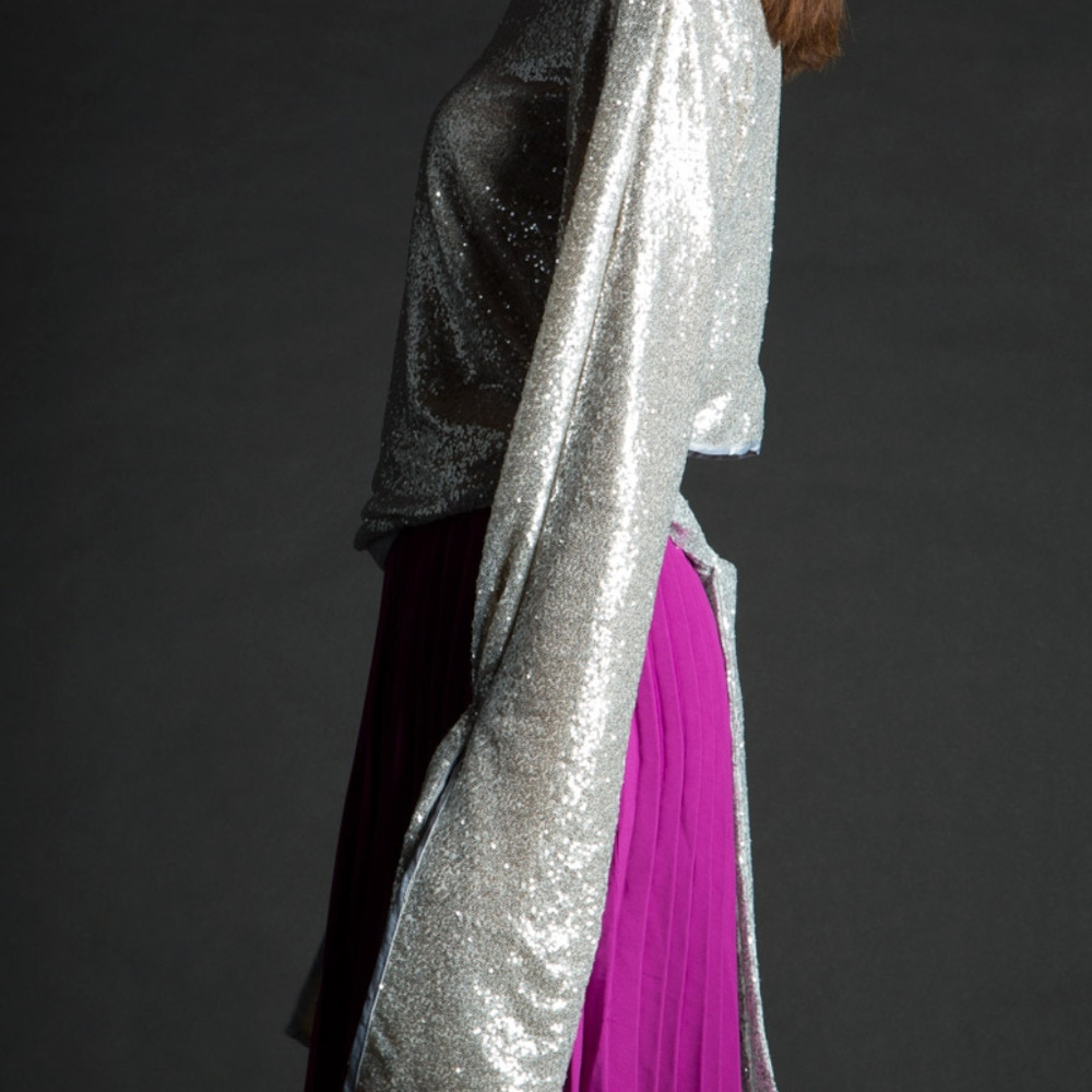 Sequined Bell Sleeve Top - Picture 6 of 7